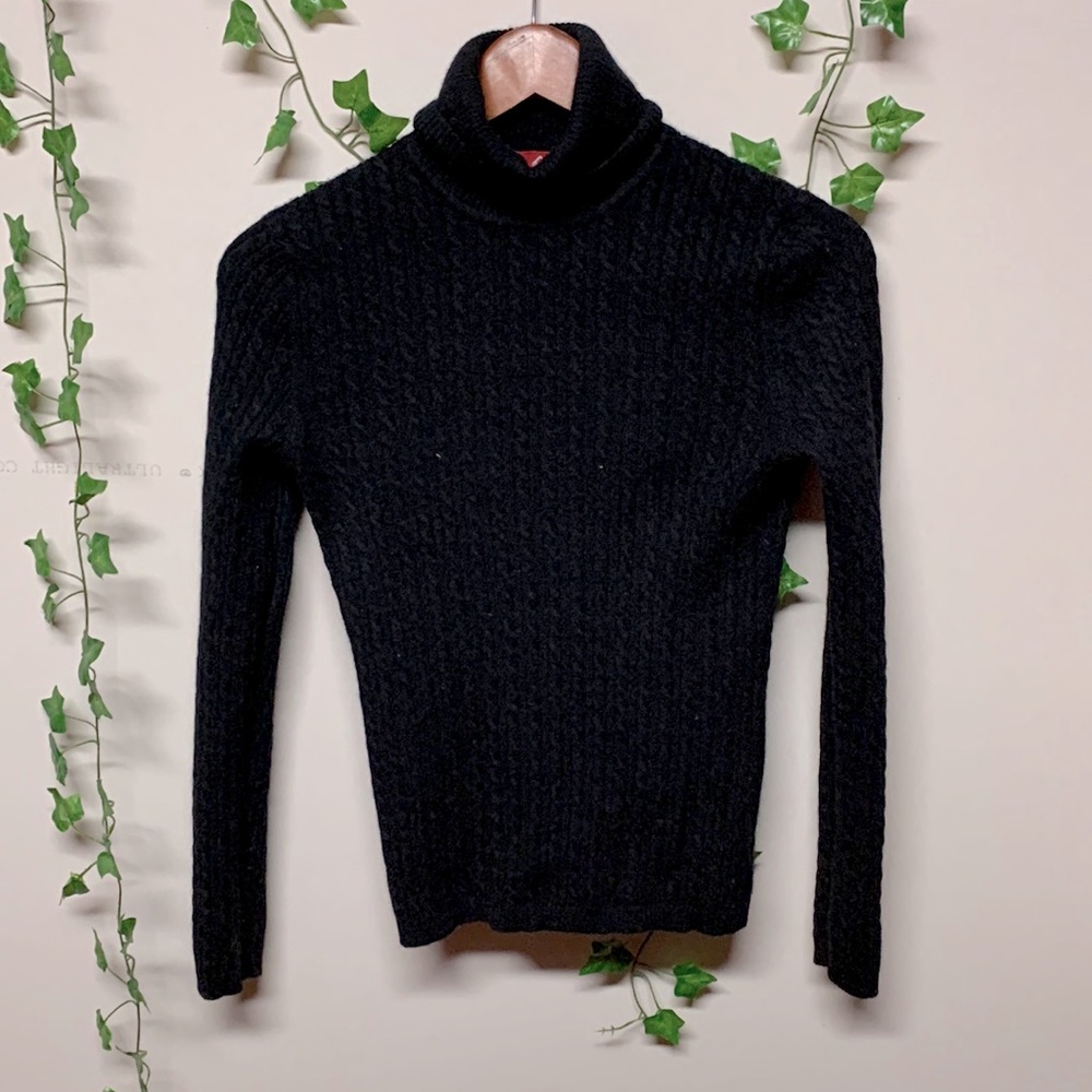 Anne Klein Sport Turtleneck Black Cashmere Sweater